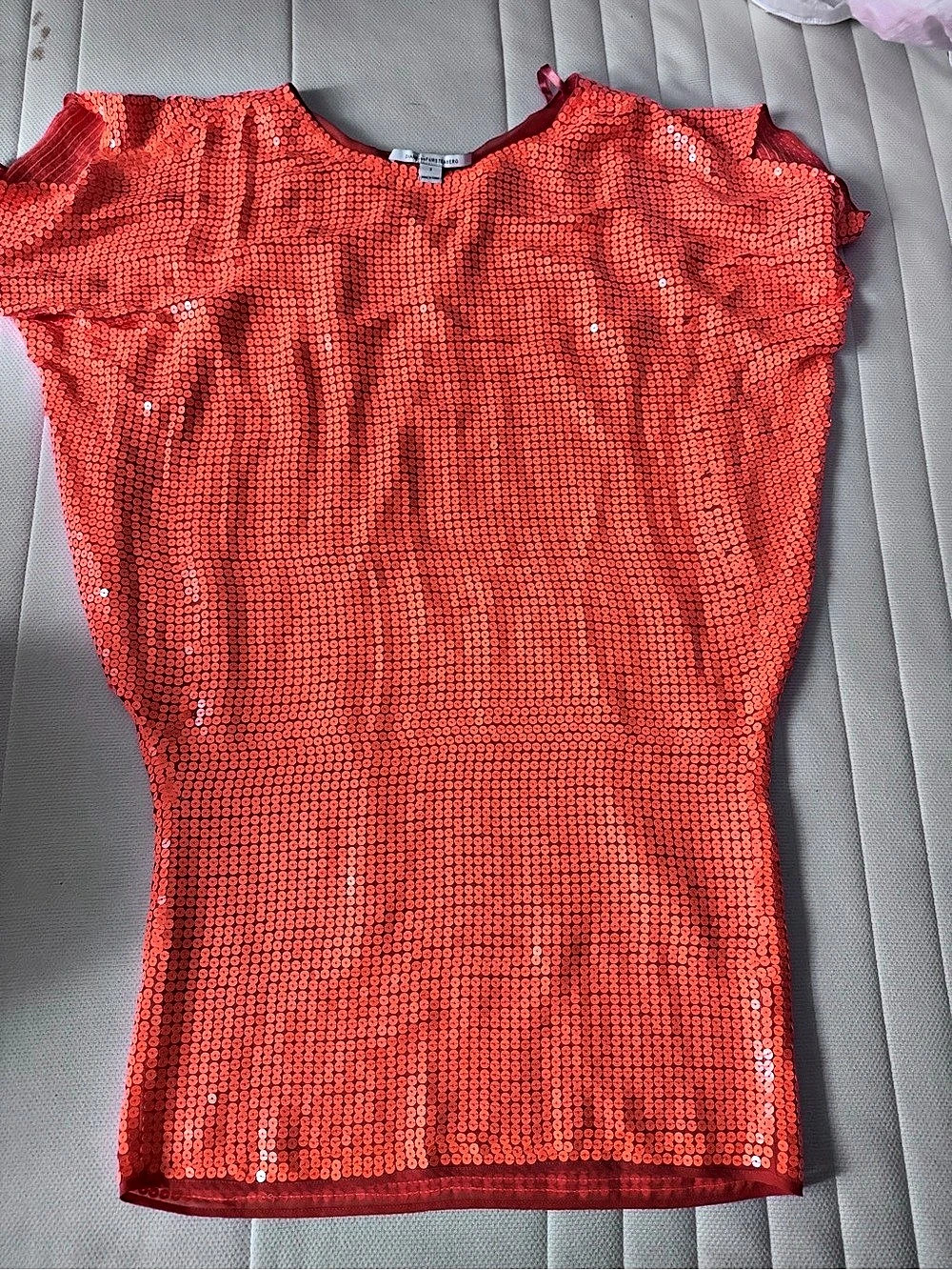 Diane von Furstenberg Neon Orange Sequin Embellished Silk Kei Tunic Silk Kei